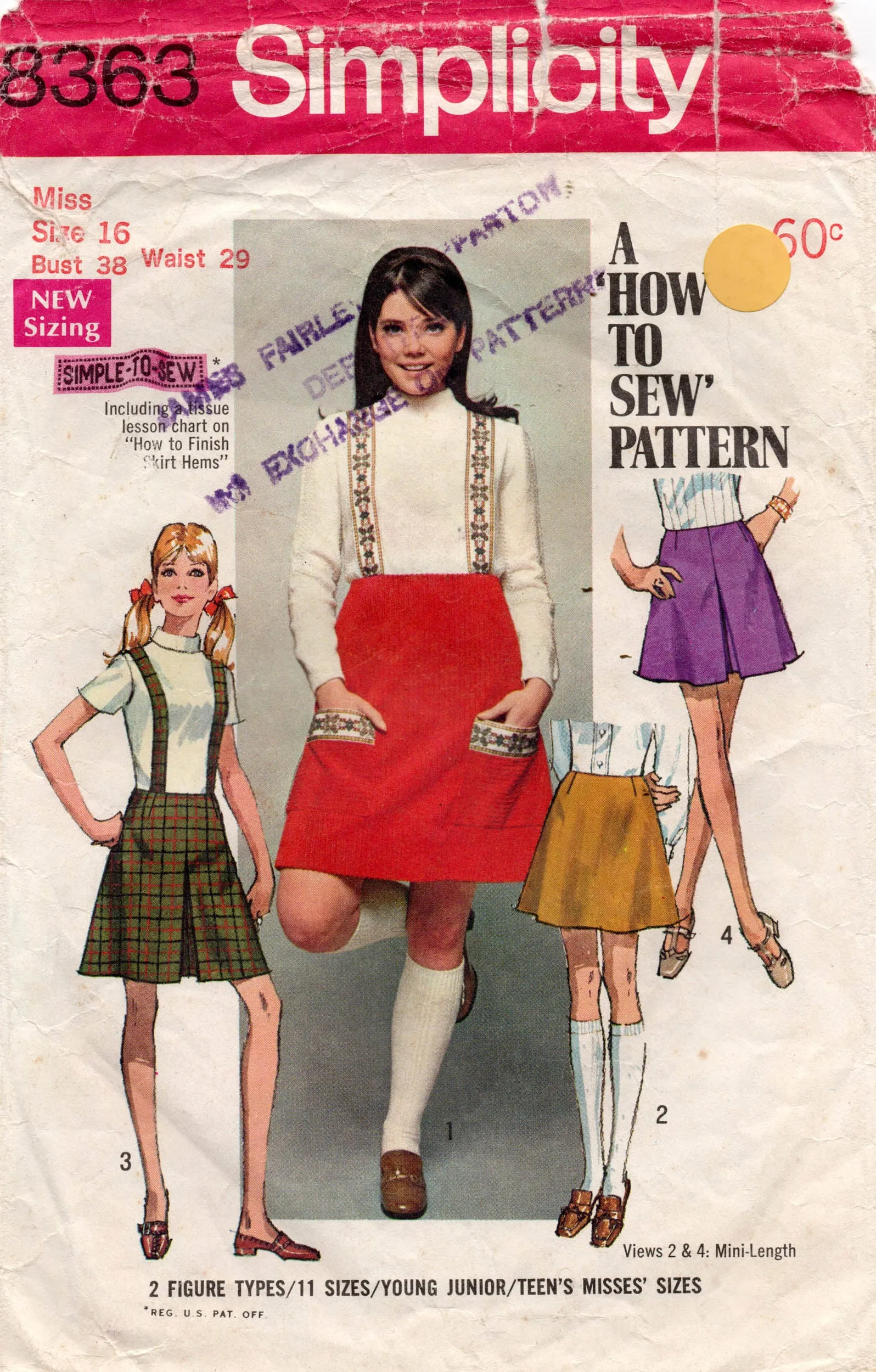 Simplicity 8363 Womens Suspender Skirts in 2 Lengths 1960s Vintage Sewing Pattern Waist 29 inches