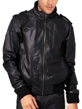 Soft Sheepskin Front Zipped Bomber Jacket for Men's Fashion