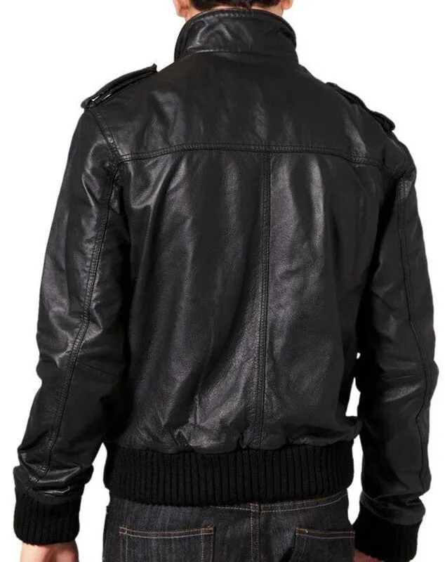 Soft Sheepskin Front Zipped Bomber Jacket for Men's Fashion