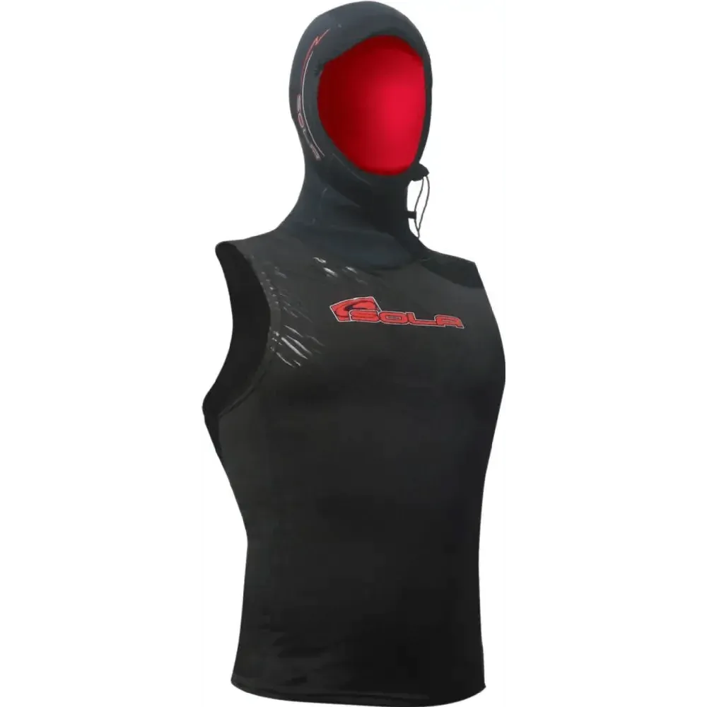 Sola Plush Hooded Vest - Polypro - Black/ Red Logo - A1084