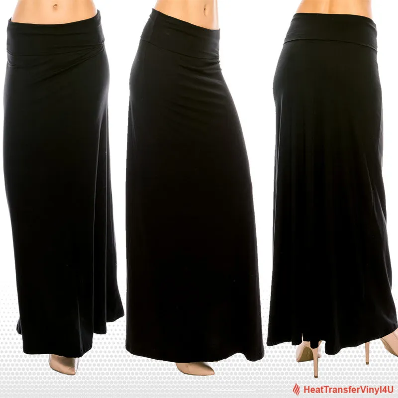 Solid Color Fold Over Maxi Skirt