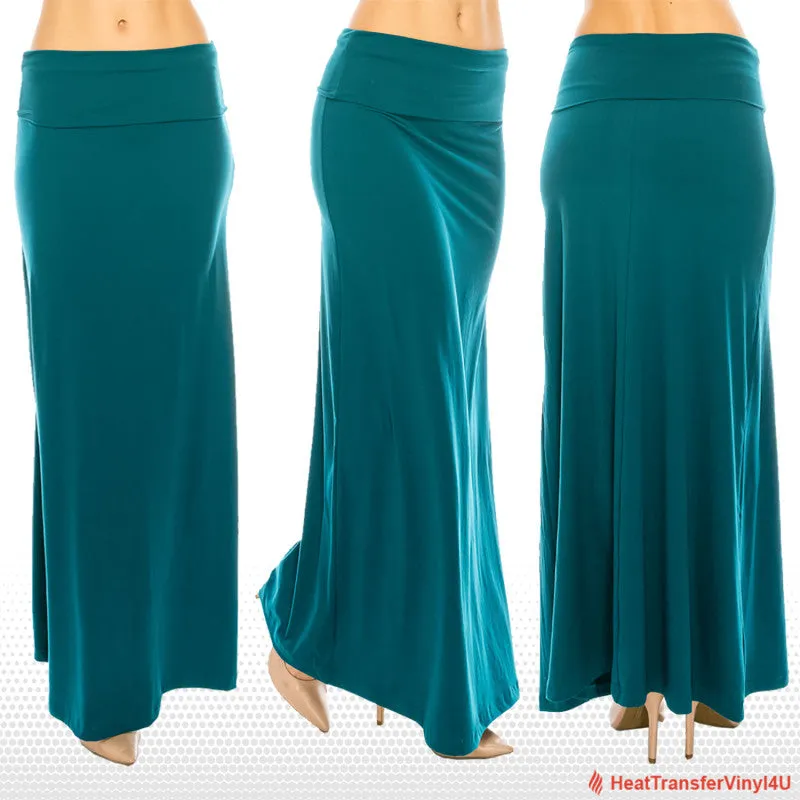 Solid Color Fold Over Maxi Skirt