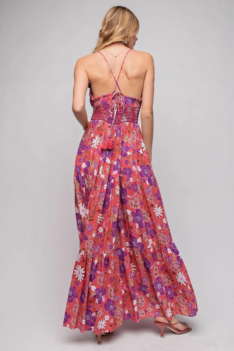 Stand Like a Princess Floral Printed Rayon Gauze Maxi Dress w/ Pockets!!