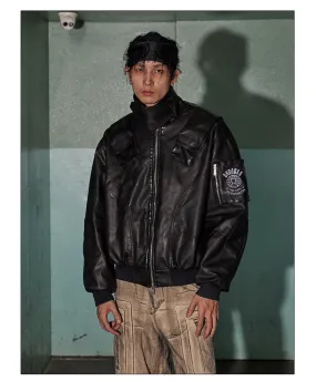 Tactical Leather Bomber Jacket