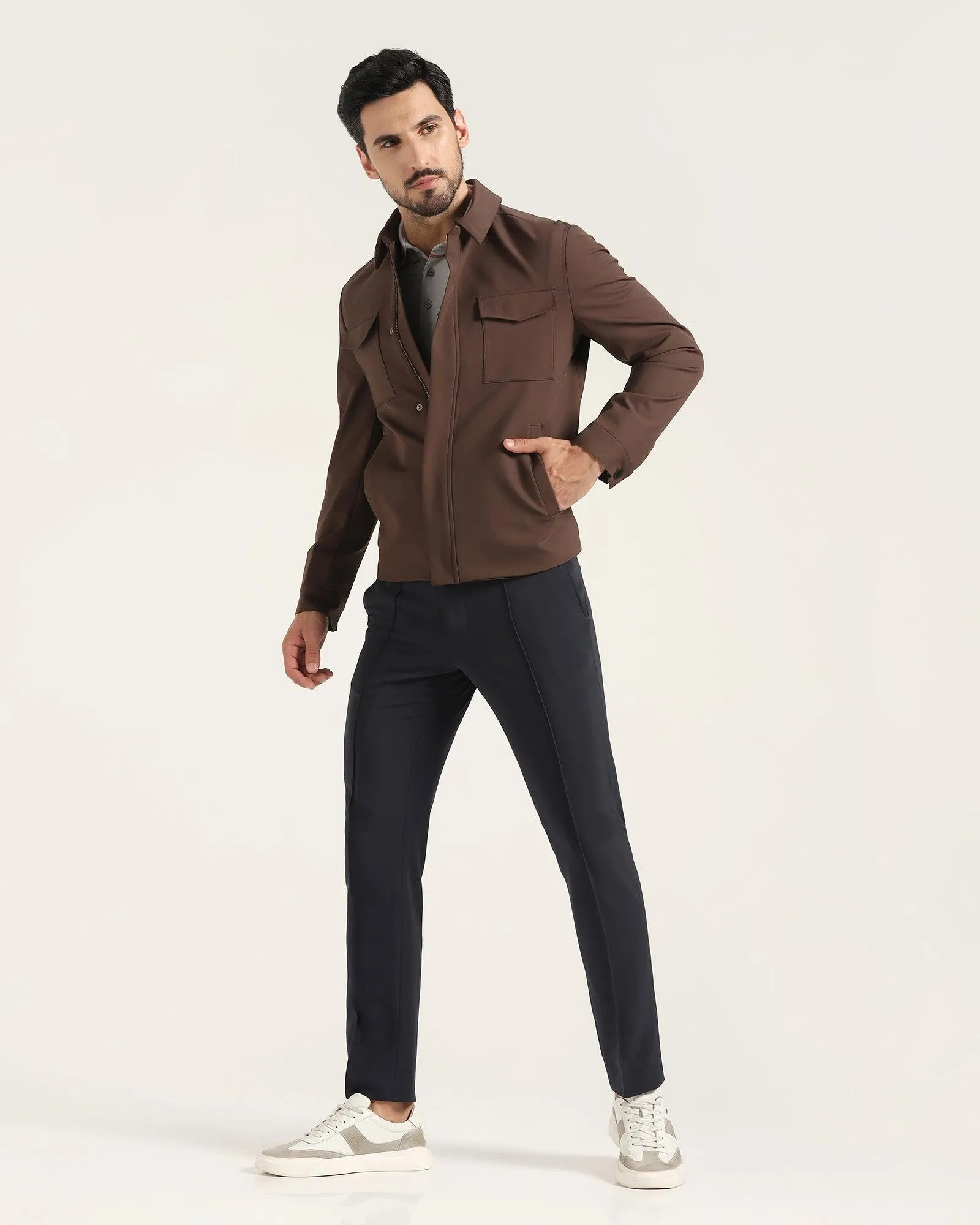 TechPro Brown Solid Zipper Jacket - Demeter