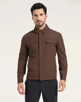 TechPro Brown Solid Zipper Jacket - Demeter