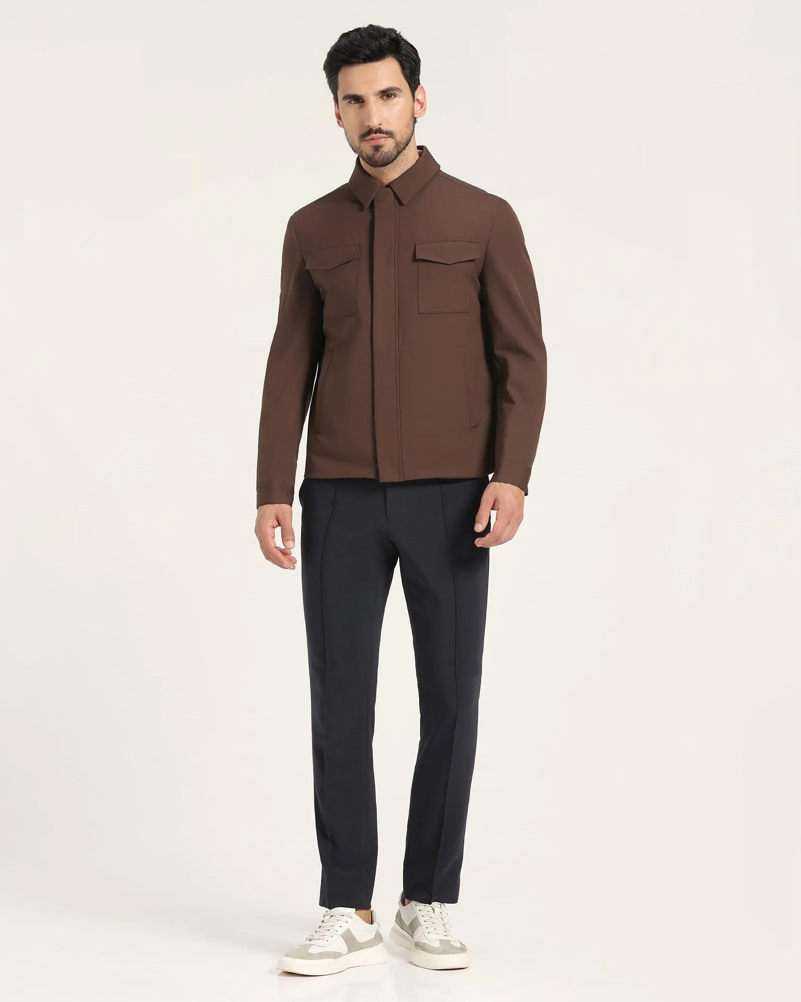 TechPro Brown Solid Zipper Jacket - Demeter