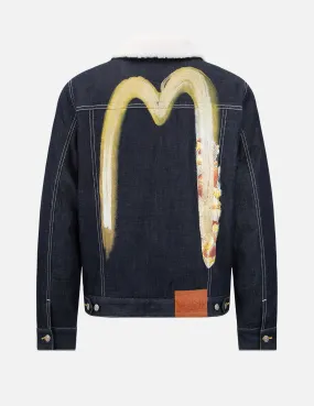 Two-Layer Brushstroke Daicock Sherpa-Lined Denim Jacket