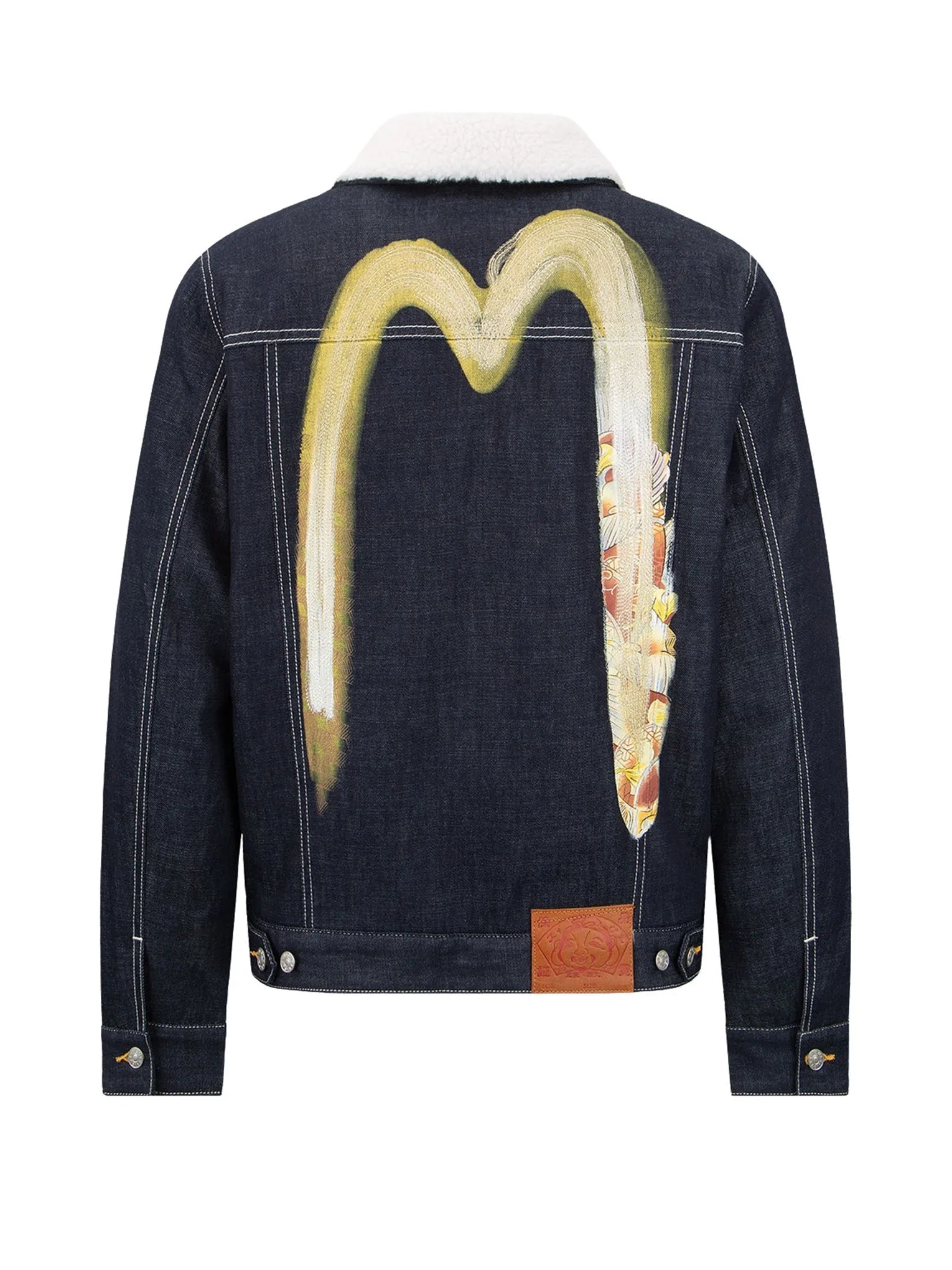 Two-Layer Brushstroke Daicock Sherpa-Lined Denim Jacket