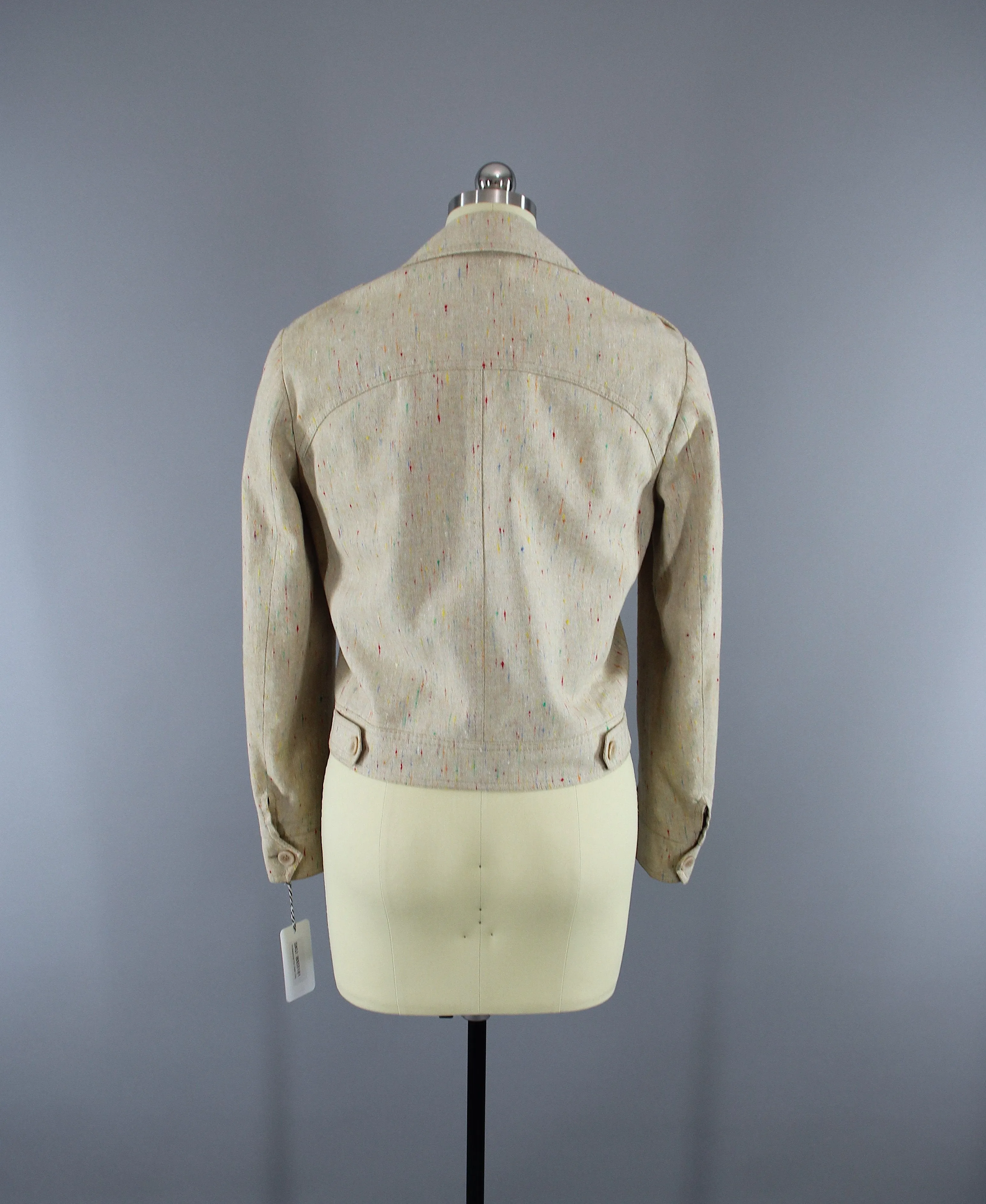 Vintage 1980s Jacket / Beige Linen