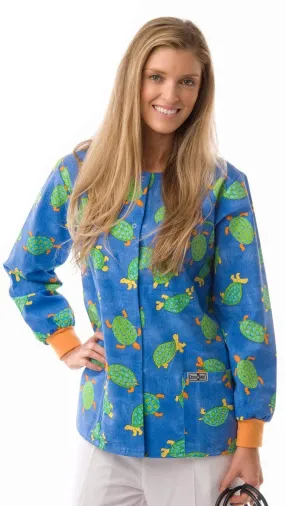 Women's Designer Turtle Print Scrubs Warm-Up Jacket